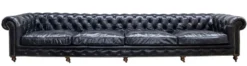 Casa Padrino Luxus 6er Sofa Schwarz 410 x 120 x H. 77 cm - Chesterfield Möbel