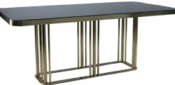 Casa Padrino Luxus Esstisch Antik Gold / Schwarz 200 x 100 x H. 76 cm - Rechteckiger Küchentisch mit Glasplatte - Esszimmer Möbel - Küchen Möbel - Luxus Möbel - Luxus Einrichtung