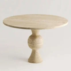 Casa Padrino Luxus Esstisch Beige Ø 115 cm - Runder Travertin Küchentisch