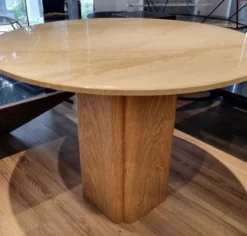 Casa Padrino Luxus Esstisch Beige / Braun Ø 100 x H. 75 cm - Runder Esszimmertisch mit Marmor Tischplatte - Esszimmer Möbel - Luxus Möbel