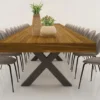 Casa Padrino Luxus Esstisch Braun / Schwarz 200-494 x 110 x H. 77 cm - Ausziehbarer Massivholz Konferenztisch - Esszimmer Möbel - Büro Möbel - Massivholz Möbel - Luxus Möbel