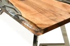 Casa Padrino Luxus Esstisch Braun / Silber 230 x 100 x H. 76 cm - Rechteckiger Küchentisch mit Epoxiharz - Esszimmer Möbel - Epoxiharz Möbel - Luxus Möbel