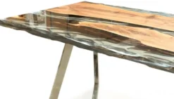 Casa Padrino Luxus Esstisch Braun / Silber 230 x 100 x H. 76 cm - Rechteckiger Küchentisch mit Epoxiharz - Esszimmer Möbel - Epoxiharz Möbel - Luxus Möbel