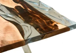 Casa Padrino Luxus Esstisch Braun / Silber 230 x 100 x H. 76 cm - Rechteckiger Küchentisch mit Epoxiharz - Esszimmer Möbel - Epoxiharz Möbel - Luxus Möbel