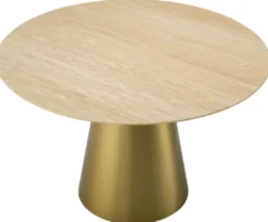 Casa Padrino Luxus Esstisch Beige / Messing Ø 120 cm - Luxus Esszimmer Möbel