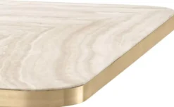 Casa Padrino Luxus Esstisch Beige / Messing / Schwarz 75 x 75 x H. 75,5 cm - Quadratischer Küchentisch mit Travertin Tischplatte - Esszimmer Möbel - Luxus Möbel - Luxus Einrichtung