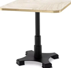 Casa Padrino Luxus Esstisch Beige / Messing / Schwarz 75 x 75 x H. 75,5 cm - Quadratischer Küchentisch mit Travertin Tischplatte - Esszimmer Möbel - Luxus Möbel - Luxus Einrichtung