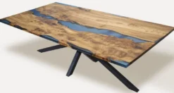 Casa Padrino Luxus Esstisch Braun / Blau / Schwarz 250 cm