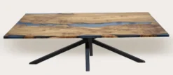Casa Padrino Luxus Esstisch Braun / Blau / Schwarz 250 cm