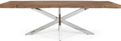Casa Padrino Luxus Esstisch Braun / Silber 180-260 x 90 x H. 77 cm - Ausziehbarer Küchentisch mit Massivholz Tischplatte und Edelstahl Beinen - Esszimmer Möbel - Küchen Möbel - Luxus Möbel