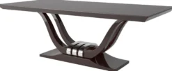 Casa Padrino Luxus Esstisch Dunkelbraun / Silber 220 x 110 x H. 77 cm - Edler Esszimmertisch - Massivholz Küchentisch - Luxus Esszimmer Möbel