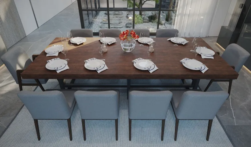 Casa Padrino Luxus Esstisch Dunkelbraun / Dunkelgrau - Verschiedene Größen - Rechteckiger Küchentisch mit Massivholz Tischplatte und Metall Beinen - Esszimmer Möbel - Küchen Möbel - Luxus Möbel