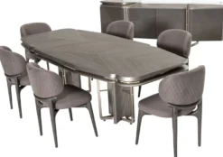 Casa Padrino Luxus Esstisch Grau / Silber 251 cm - Luxus Esszimmer Möbel