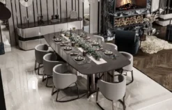 Casa Padrino Luxus Esstisch Grau / Bronze 240,5 x 112 x H. 76 cm - Rechteckiger Luxus Küchentisch - Esszimmer Möbel - Luxus Möbel