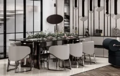 Casa Padrino Luxus Esstisch Grau / Bronze 240,5 x 112 x H. 76 cm - Rechteckiger Luxus Küchentisch - Esszimmer Möbel - Luxus Möbel