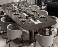 Casa Padrino Luxus Esstisch Grau / Bronze 240,5 x 112 x H. 76 cm - Rechteckiger Luxus Küchentisch - Esszimmer Möbel - Luxus Möbel