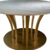Casa Padrino Luxus Esstisch Gold / Weiß Ø 170 x H. 75 cm - Handgefertigter Esszimmertisch mit runder Carrara Marmorplatte - Luxus Esszimmer Möbel - Luxus Qualität