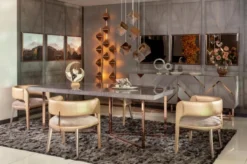 Casa Padrino Luxus Esstisch Grau / Kupfer 210 x 100 x H. 75 cm - Rechteckiger Küchentisch mit Massivholz Tischplatte und Metallbeinen - Esszimmer Möbel - Küchen Möbel - Luxus Möbel