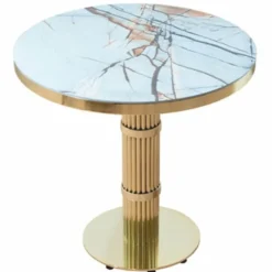 Casa Padrino Luxus Esstisch Gold / Weiß H. 75 cm - Luxus Esszimmer Möbel