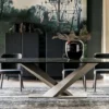 Casa Padrino Luxus Esstisch Hochglanz Schwarz / Titanfarben 300 x 120 x H. 75 cm - Esszimmertisch mit hochwertiger Keramik Tischplatte - Moderne Esszimmer Möbel - Luxus Qualität - Made in Italy