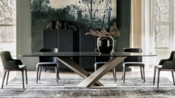 Casa Padrino Luxus Esstisch Hochglanz Schwarz / Titanfarben 300 x 120 x H. 75 cm - Esszimmertisch mit hochwertiger Keramik Tischplatte - Moderne Esszimmer Möbel - Luxus Qualität - Made in Italy