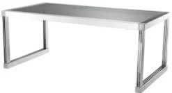 Casa Padrino Luxus Esstisch in silber mit Rauchglas 195 x 100 x H. 78 cm - Luxus Qualität