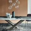 Casa Padrino Luxus Esstisch Mehrfarbig / Titanfarben 300 x 120 x H. 75 cm - Moderner Esszimmertisch mit Glasplatte - Luxus Esszimmer Möbel - Luxus Qualität - Made in Italy