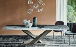 Casa Padrino Luxus Esstisch Mehrfarbig / Titanfarben 300 x 120 x H. 75 cm - Moderner Esszimmertisch mit Glasplatte - Luxus Esszimmer Möbel - Luxus Qualität - Made in Italy