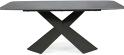 Casa Padrino Luxus Esstisch mit gehärteter Glaskeramik Tischplatte Schwarz-Braun / Matt Schwarz 180 x 95 x H. 76 cm - Luxus Küchentisch - Esszimmer Möbel - Luxus Möbel
