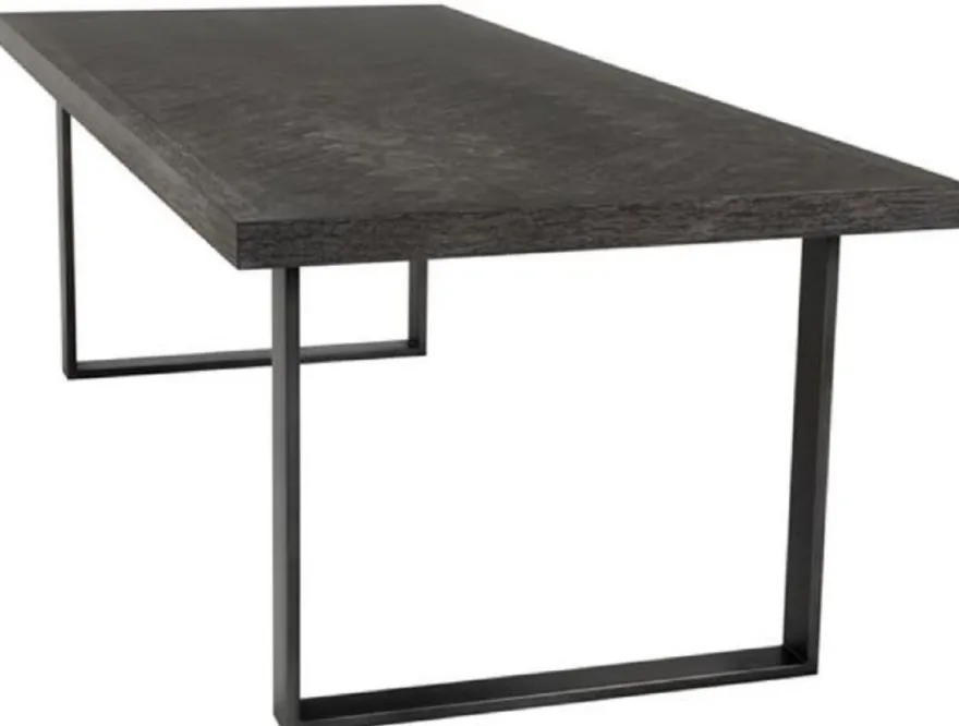 Casa Padrino Luxus Esstisch mit Eichenfurnier Tischplatte Schwarz / Bronze 230 x 100 x H. 75,5 cm - Luxus Esszimmermöbel