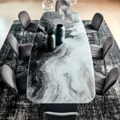 Casa Padrino Luxus Esstisch Mehrfarbig / Schwarz 300 x 120 x H. 75 cm - Moderner Esszimmertisch mit Glasplatte - Luxus Esszimmer Möbel - Luxus Qualität - Made in Italy