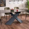 Casa Padrino Luxus Esstisch mit gehärteter Glaskeramik Tischplatte Schwarz / Matt Schwarz 160-240 x 95 x H. 76 cm - Ausziehbarer Küchentisch - Esszimmer Möbel - Luxus Möbel