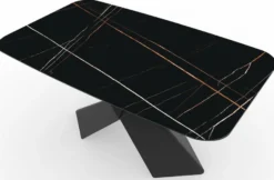 Casa Padrino Luxus Esstisch mit gehärteter Glaskeramik Tischplatte Schwarz / Matt Schwarz 160-240 x 95 x H. 76 cm - Ausziehbarer Küchentisch - Esszimmer Möbel - Luxus Möbel