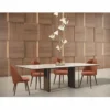Casa Padrino Luxus Esstisch mit Keramik Tischplatte Weiß / Braun / Bronze 240 cm