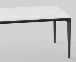 Casa Padrino Luxus Esstisch mit Kunstmarmor Tischplatte Weiß / Matt Schwarz 240 cm
