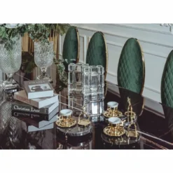 Casa Padrino Luxus Esstisch mit Kunstmarmor Tischplatte Schwarz / Gold 240 cm - Esszimmer Möbel