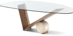 Casa Padrino Luxus Esstisch mit Glasplatte Braun / Creme 220 cm - Made in Italy