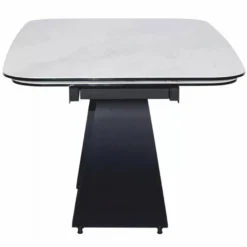 Casa Padrino Luxus Esstisch Matt Weiß / Matt Schwarz 160-240 cm - Ausziehbar