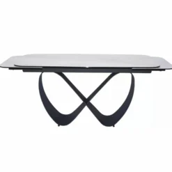Casa Padrino Luxus Esstisch Matt Weiß / Matt Schwarz 160-240 cm - Ausziehbar