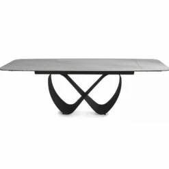 Casa Padrino Luxus Esstisch Matt Weiß / Matt Schwarz 160-240 cm - Ausziehbar