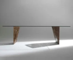Casa Padrino Luxus Esstisch mit Glasplatte und LED Beleuchtung Braun 250 cm - Made in Italy