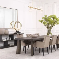 Casa Padrino Luxus Esstisch Mokkafarben 300 x 110 x H. 76 cm - Massivholz Küchentisch - Rechteckiger Esszimmertisch - Luxus Esszimmer Möbel