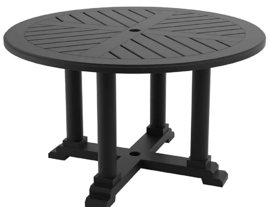 Casa Padrino Luxus Esstisch Mattschwarz Ø 130 x H. 75 cm - Runder Küchentisch aus hochwertigen strapazierbarem Aluminium - Gartentisch