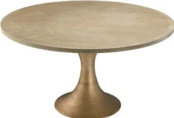 Casa Padrino Luxus Esstisch Naturfarben / Messing Ø 140 x H. 76 cm - Runder Küchentisch - Luxus Esszimmer Möbel