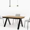 Casa Padrino Luxus Esstisch Naturfarben / Schwarz 138-236 x 90 x H. 77 cm - Ausziehbarer Massivholz Konferenztisch - Esszimmer Möbel - Büro Möbel - Massivholz Möbel - Luxus Möbel