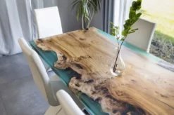 Casa Padrino Luxus Esstisch Naturfarben / Braun / Grün 200 cm