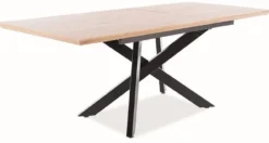 Casa Padrino Luxus Esstisch Naturfarben / Matt Schwarz 160-200 x 90 x H. 76 cm - Ausziehbarer Küchentisch - Esszimmer Möbel - Küchen Möbel - Luxus Möbel
