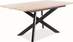 Casa Padrino Luxus Esstisch Naturfarben / Matt Schwarz 160-200 x 90 x H. 76 cm - Ausziehbarer Küchentisch - Esszimmer Möbel - Küchen Möbel - Luxus Möbel