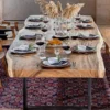 Casa Padrino Luxus Esstisch Naturfarben / Schwarz 400 x 100-120 x H. 76 cm - Rechteckiger Küchentisch mit Massivholz Tischplatte - Esszimmer Möbel - Küchen Möbel - Luxus Möbel - Luxus Einrichtung