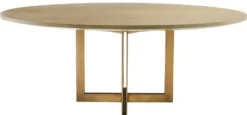 Casa Padrino Luxus Esstisch Naturfarben / Messing 200 x 120 x H. 76 cm - Ovaler Küchentisch - Luxus Esszimmer Möbel